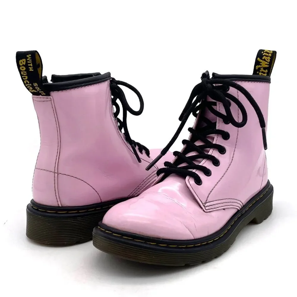 Dr. Martens Junior 1460 8-Eye Combat Boot Light Pastel Pink Leather Girls Size 2